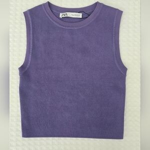 Zara Ribbed Sleeveless Knit Crop Top